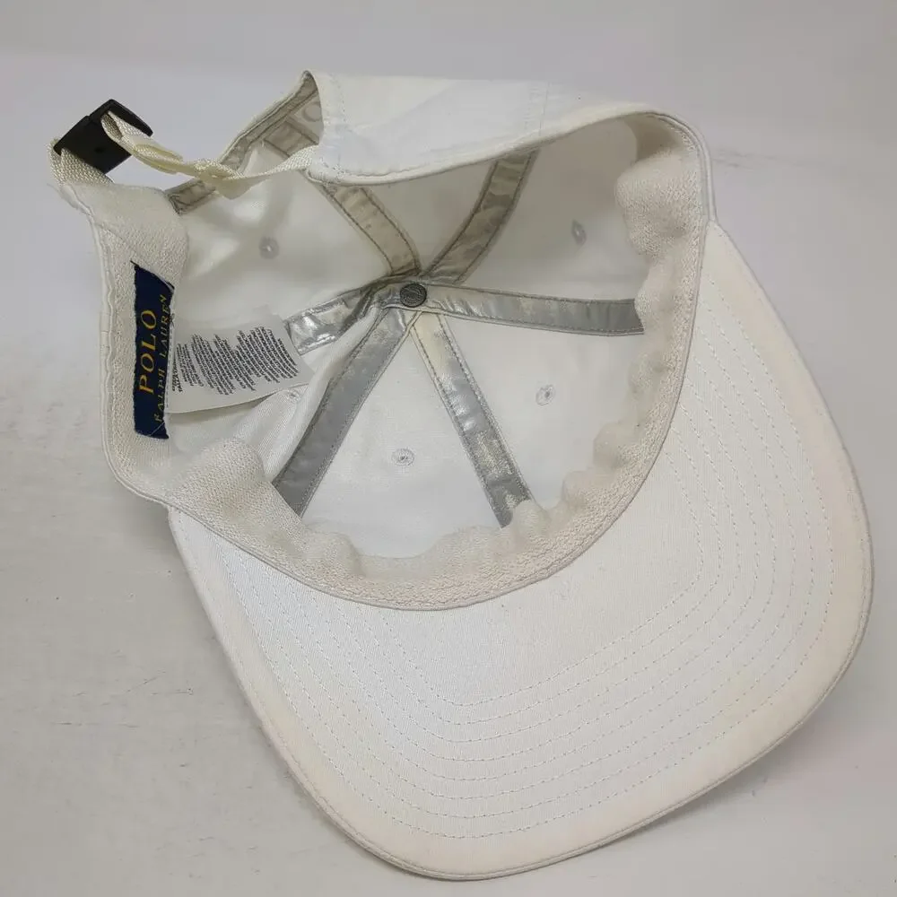 Polo Ralph Lauren Baseball Cap White One Size P-Wing Winged Foot Slideback Hat